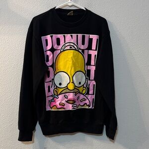 Mad Engine The Simpsons Black Sweatshirt with Cartoon Donut Design